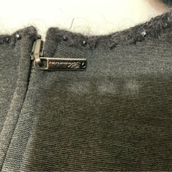 Blumarine Y2K Gray Bodycon Crochet Bead Trim Dress 40 Italy Runway Wool Stretch - Picture 12 of 12